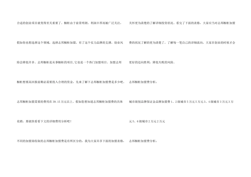 志邦橱柜加盟费是多少？39.15万元创业钱途无限！_第2页