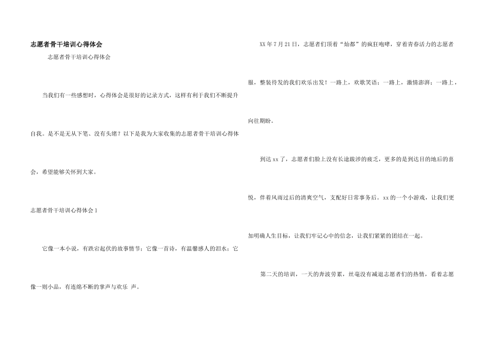 志愿者骨干培训心得体会_第1页