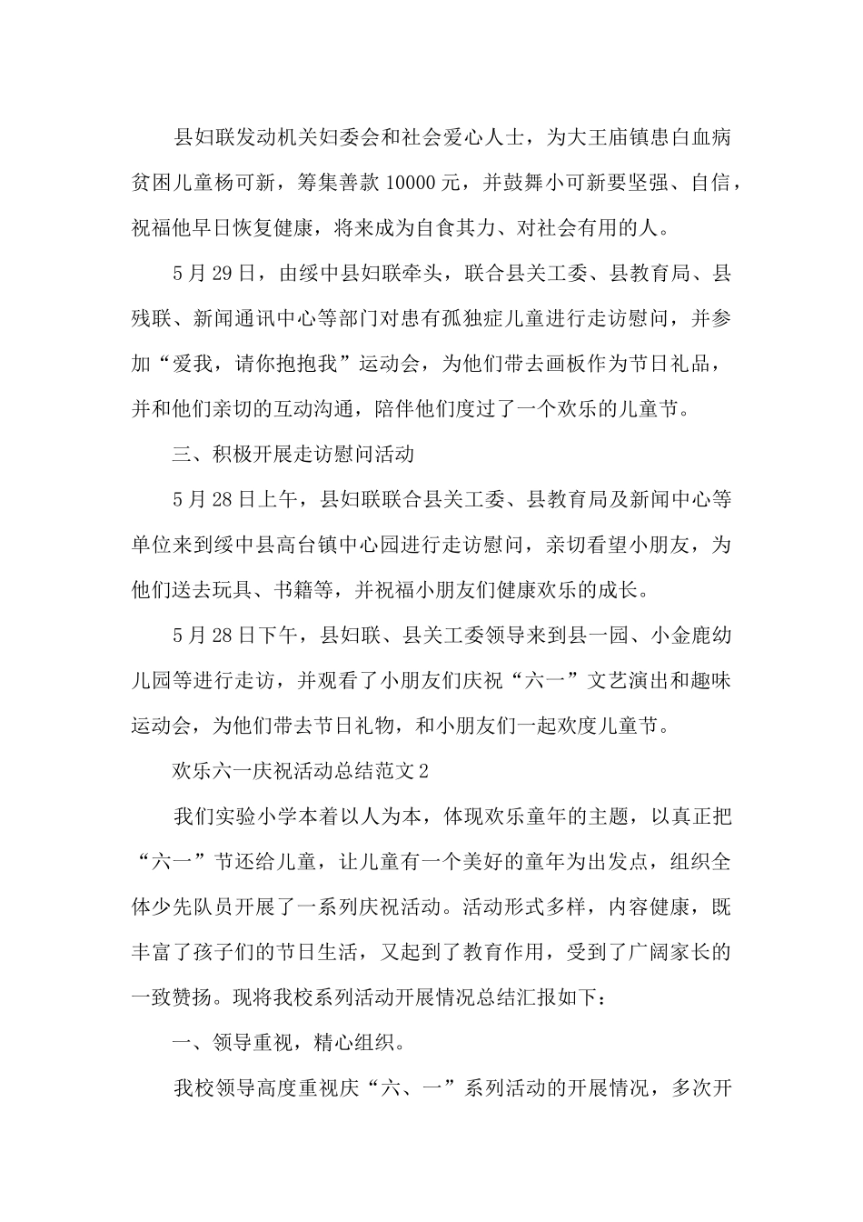 快乐六一庆祝活动总结范文_第2页