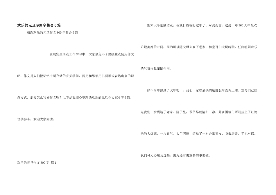 快乐的元旦800字集合6篇_第1页