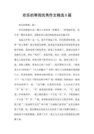 快乐的寒假优秀作文精选5篇