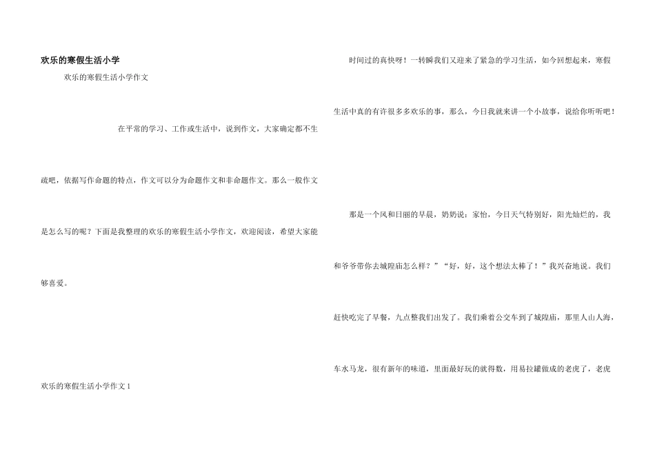 快乐的寒假生活小学_第1页