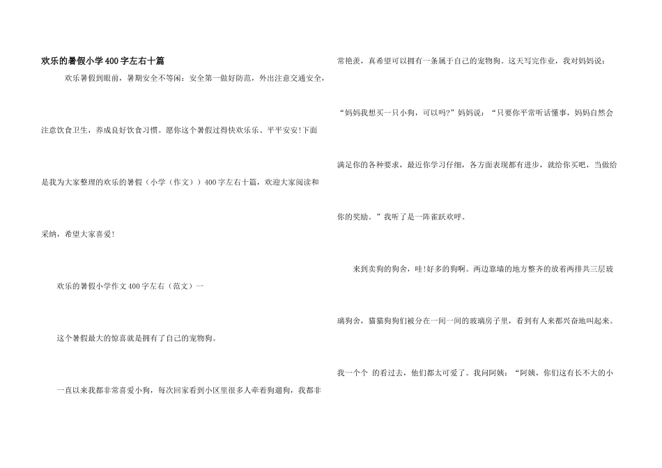 快乐的暑假小学400字左右十篇_第1页