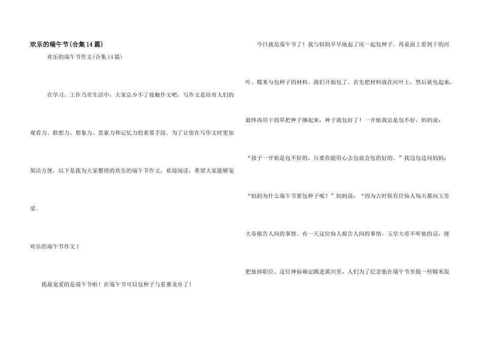 快乐的端午节(合集14篇)_第1页