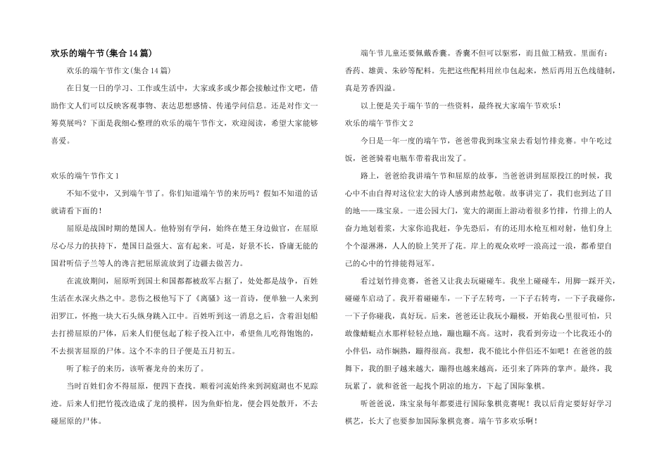 快乐的端午节(集合14篇)_第1页