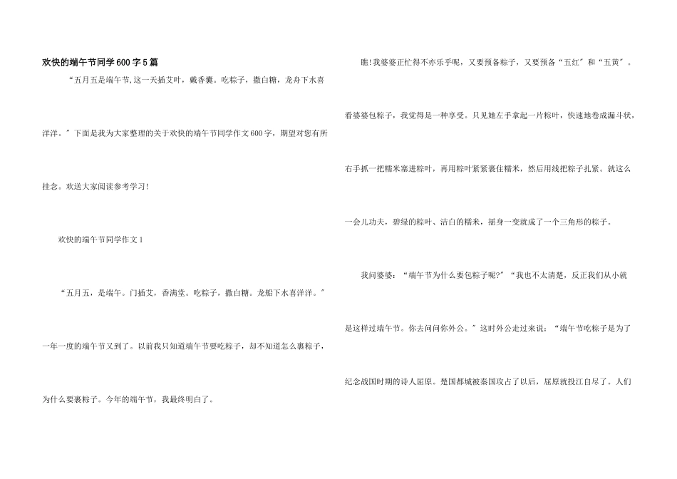 快乐的端午节学生600字5篇_第1页