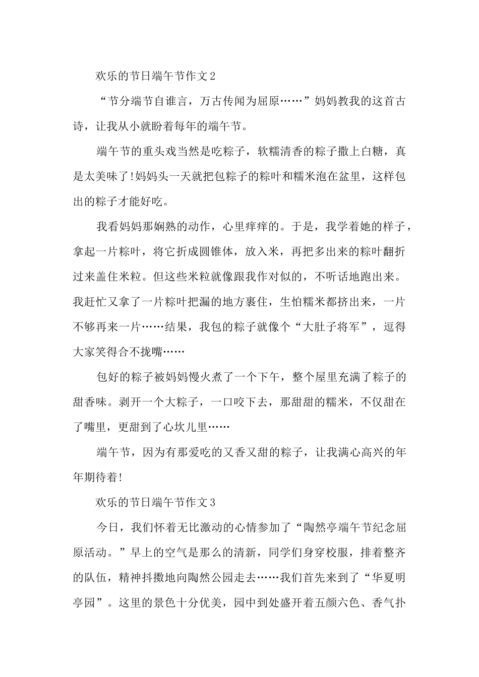 快乐的节日端午节作文5篇_第2页