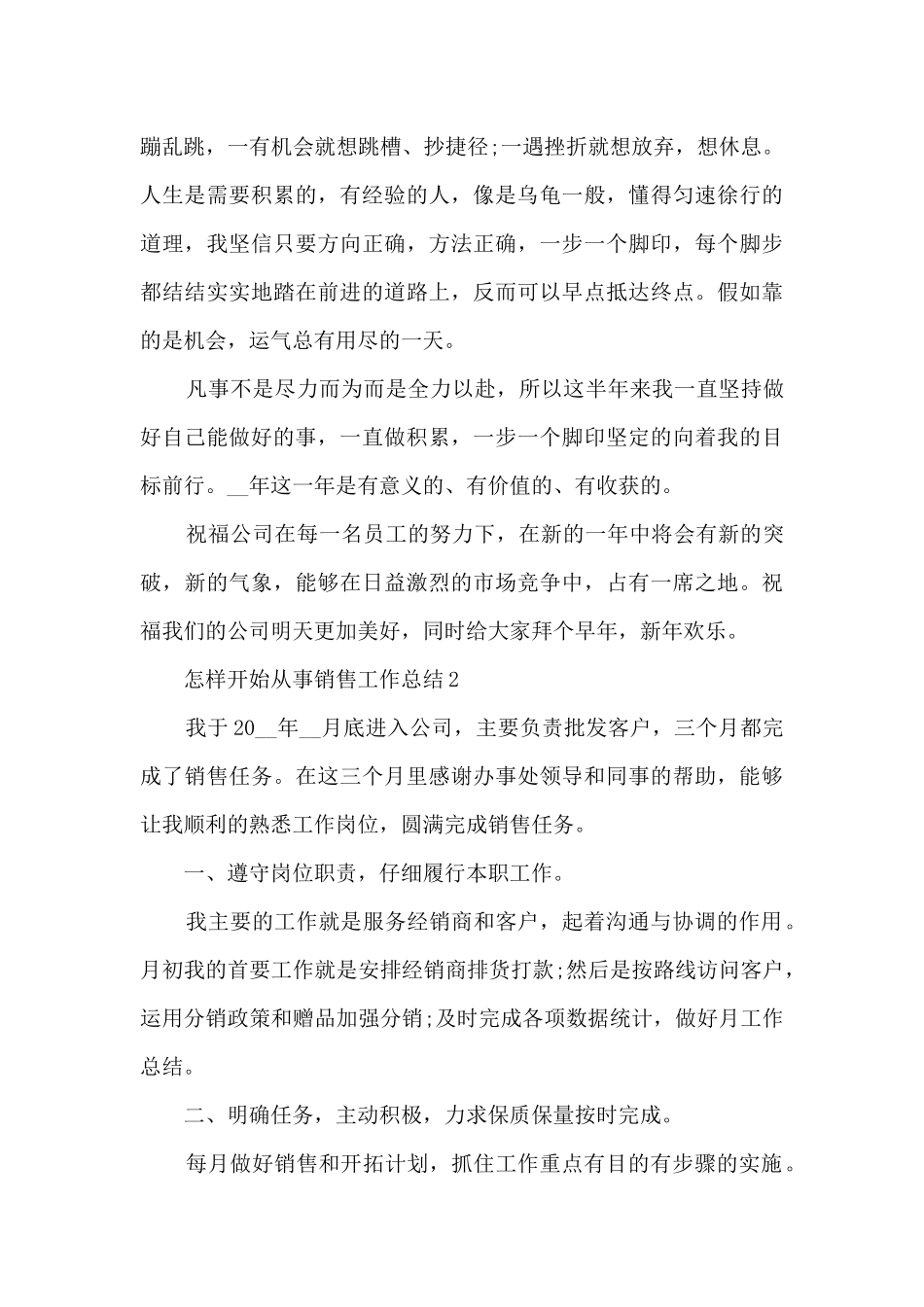 怎样开始从事销售工作总结5篇_第3页