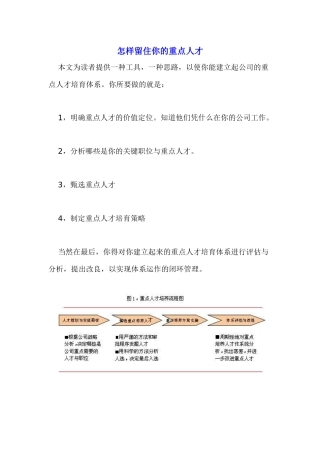 怎样留住你的重点人才