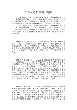 总书记考察螺蛳粉感悟