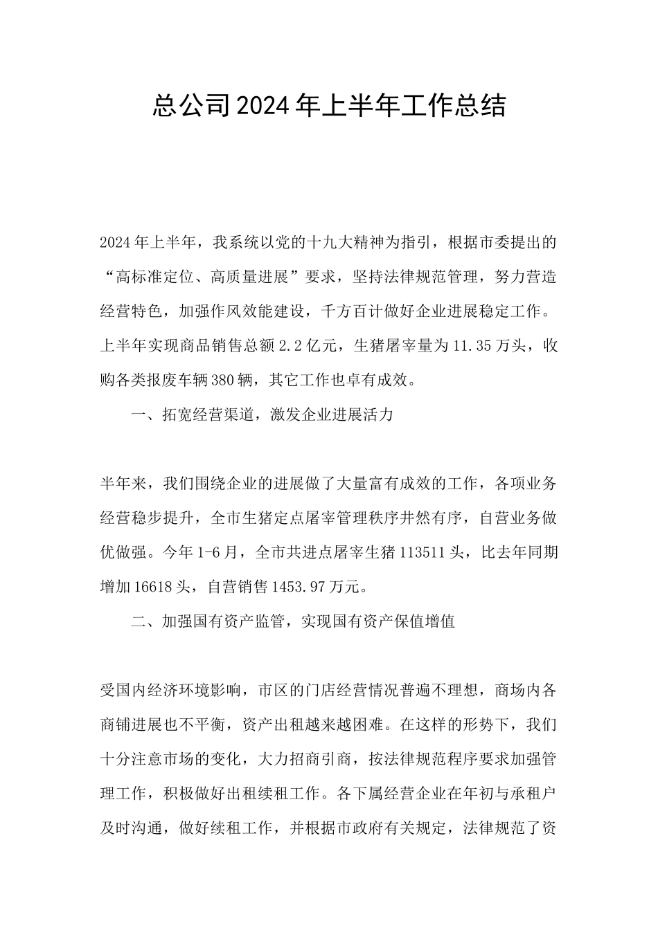 总公司2024年上半年工作总结_第1页