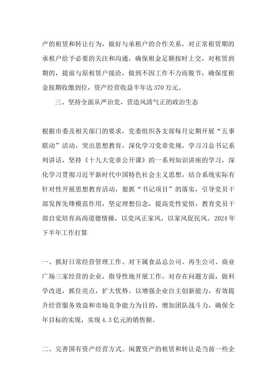 总公司2024年上半年工作总结_第2页