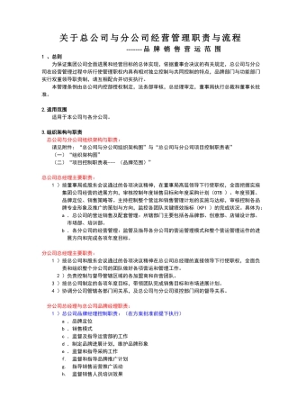 总公司与分公司经营管理职责与流程