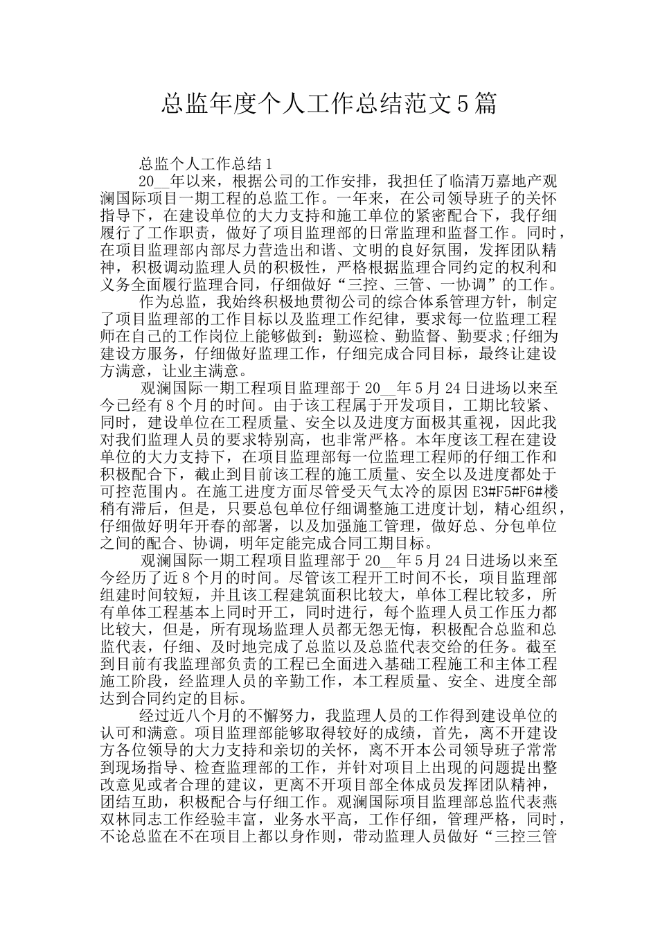 总监年度个人工作总结范文5篇_第1页