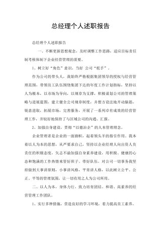 总经理个人述职报告