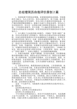 总经理简历自我评价原创2篇