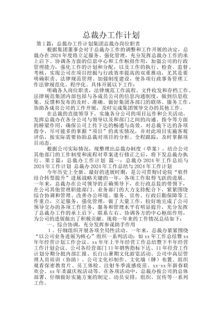 总裁办工作计划