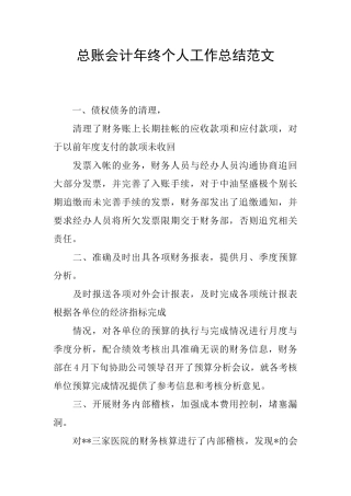 总账会计年终个人工作总结范文