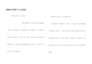 总账会计年度个人工作总结