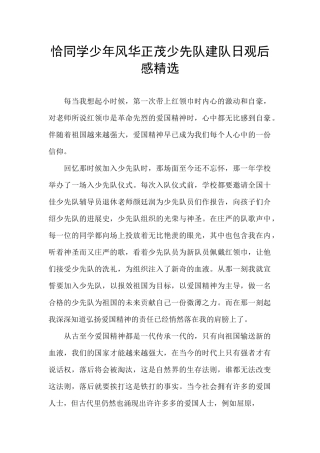 恰同学少年风华正茂少先队建队日观后感精选