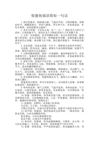 惊蛰祝福语简短一句话