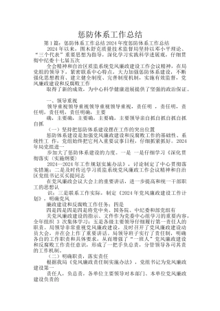 惩防体系工作总结