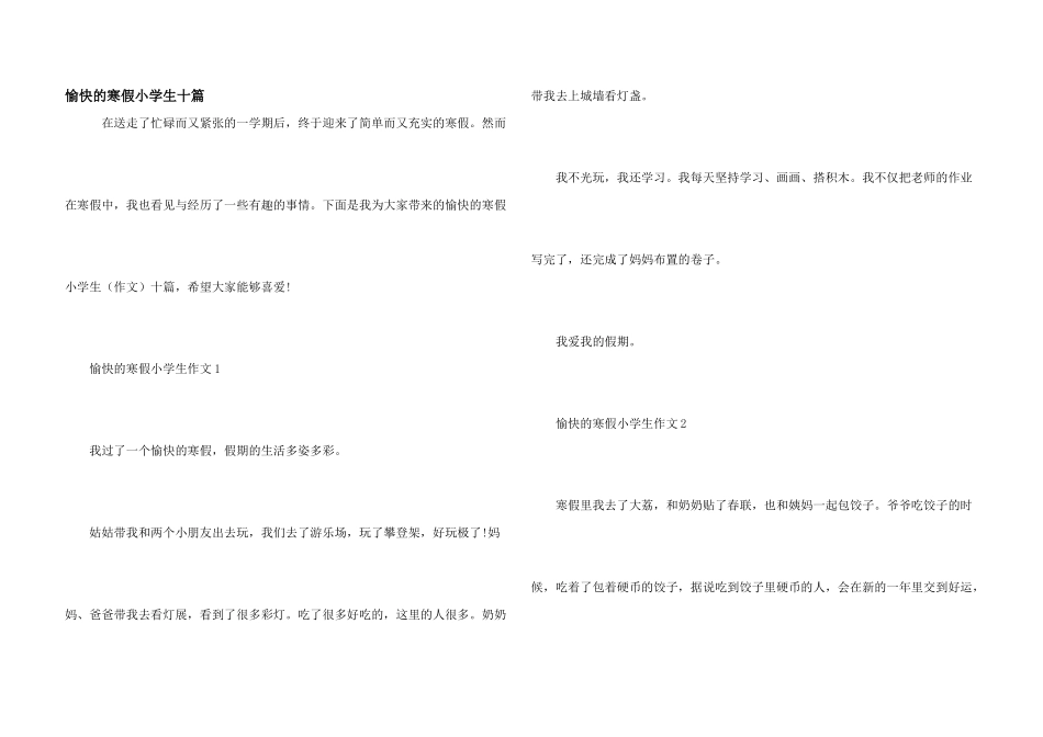 愉快的寒假小学生十篇_第1页