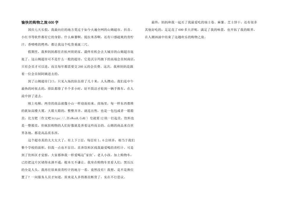 愉快的购物之旅600字_第1页