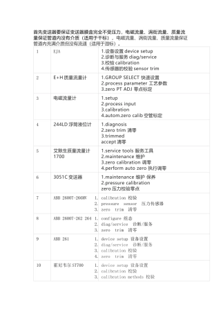 常见20种变送器标零步骤
