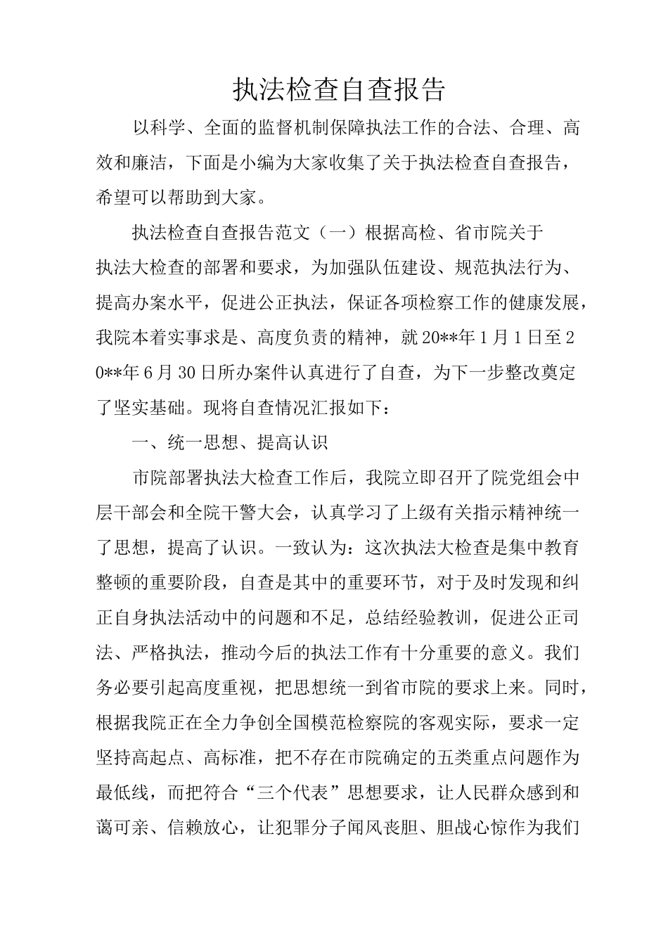 执法检查自查报告_第1页