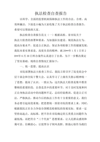 执法检查自查报告