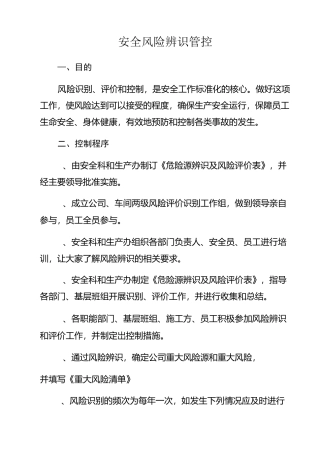 安全风险辨识管控