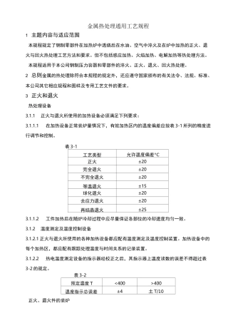 金属热处理通用工艺规程