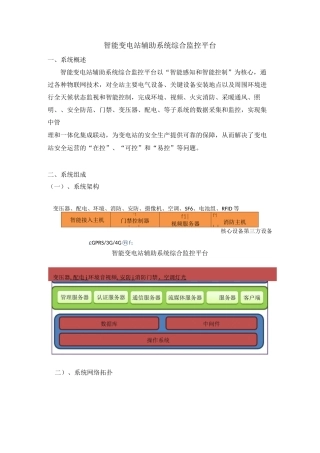 智能变电站辅助系统综合监控平台介绍