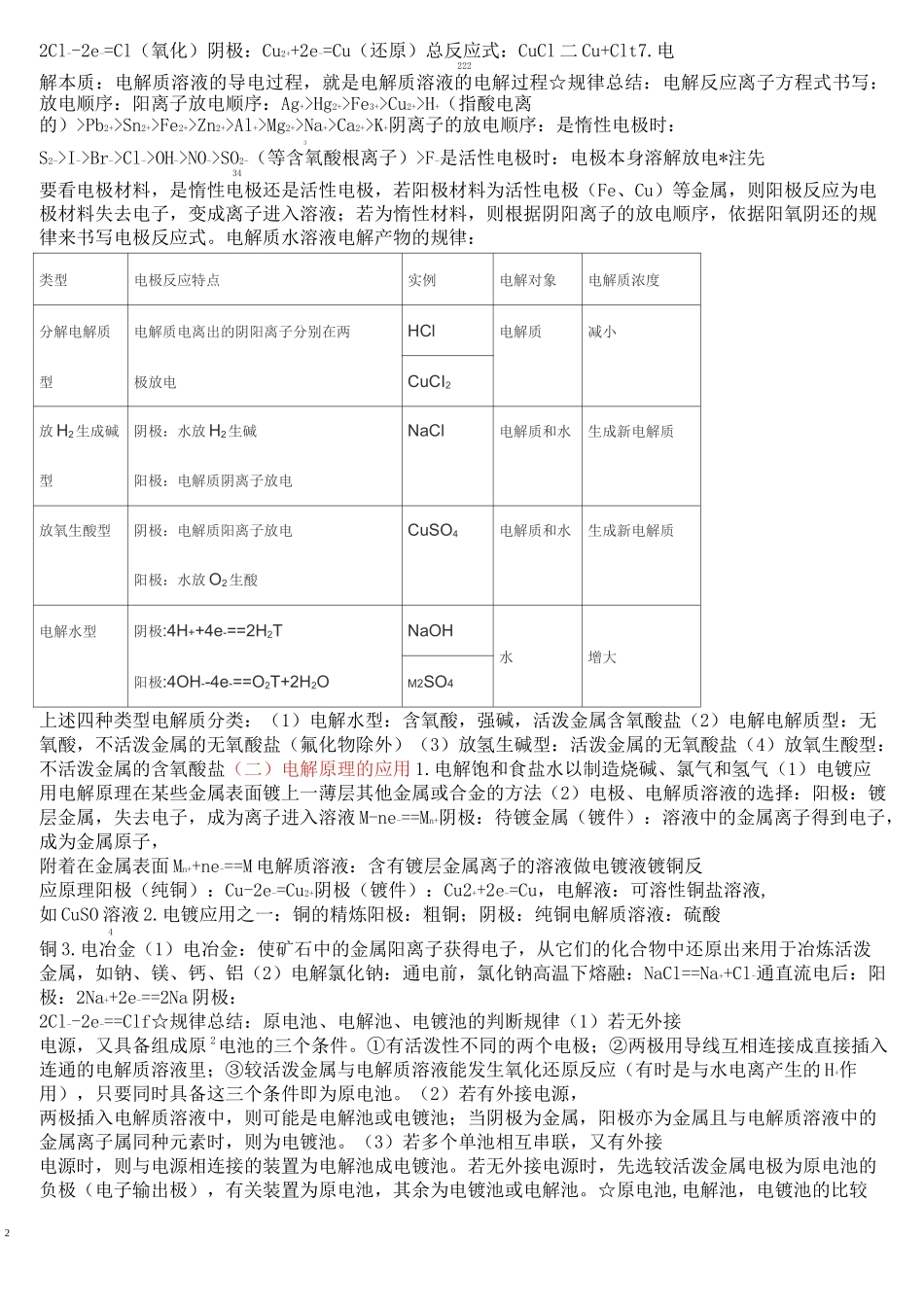 2020年高考电化学专题复习知识点总结_第2页