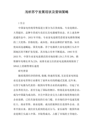 浅析苏宁发展现状及营销策略