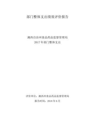 部门整体支出绩效评价报告