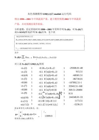 灰色预测模型的matlab运行代码(讲解)