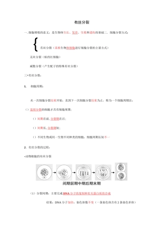 有丝分裂和减数分裂知识点