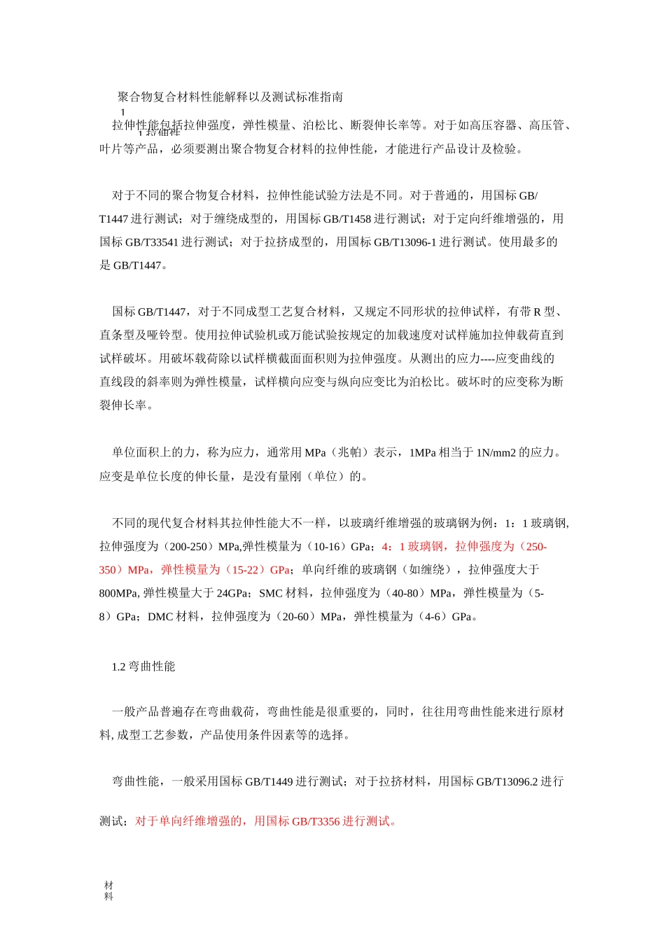 聚合物复合材料性能及测试标准_第1页