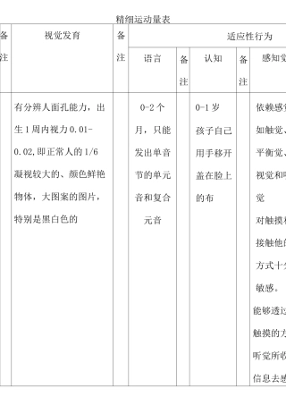 儿童精细运动量表