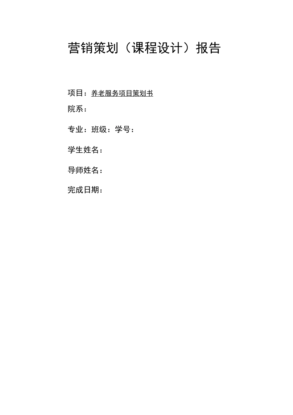 养老服务项目策划书_第1页