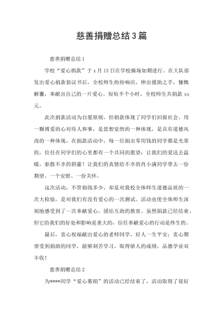 慈善捐赠总结3篇