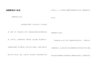 戏剧影视实习总结