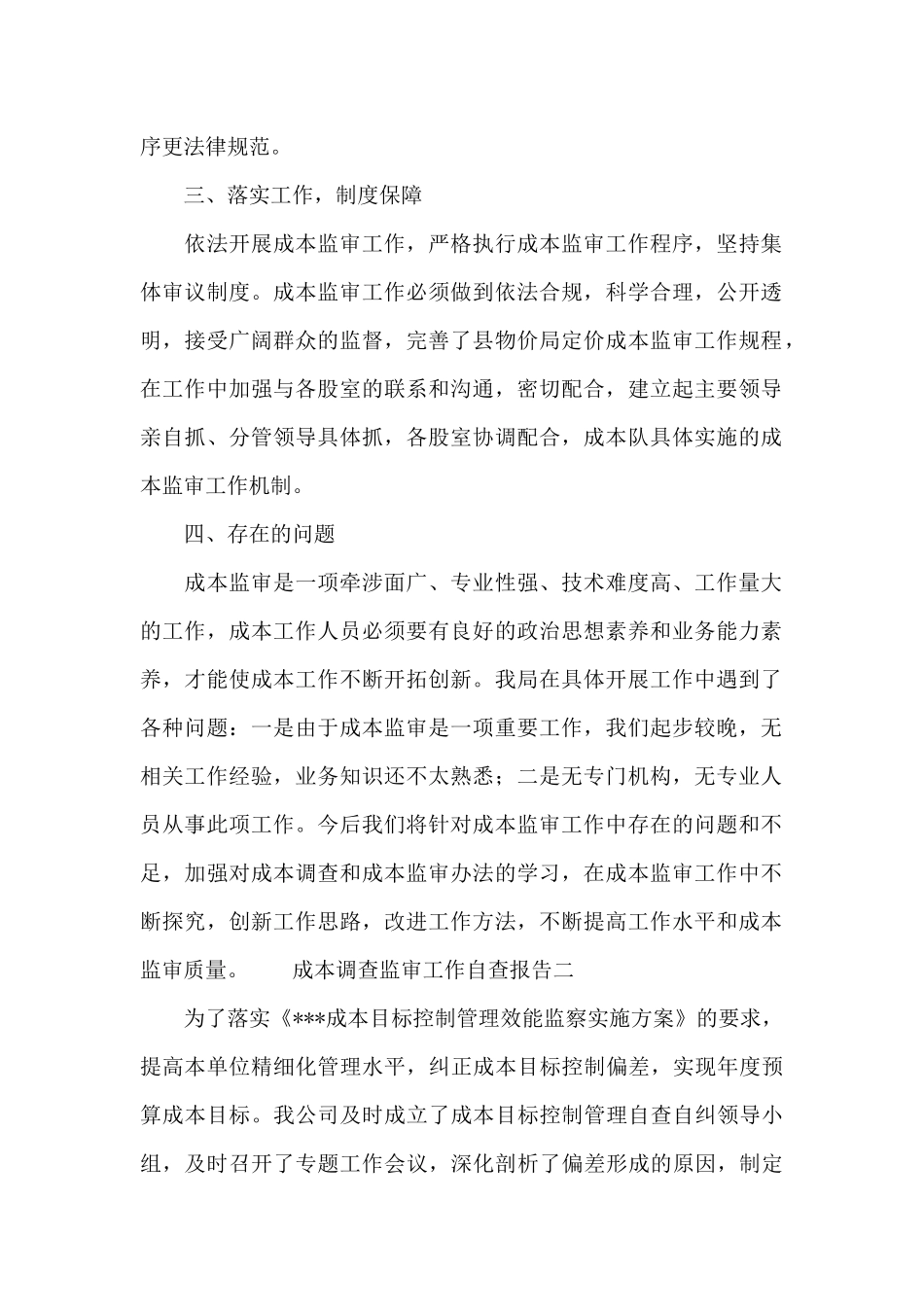 成本调查监审工作自查报告_第2页