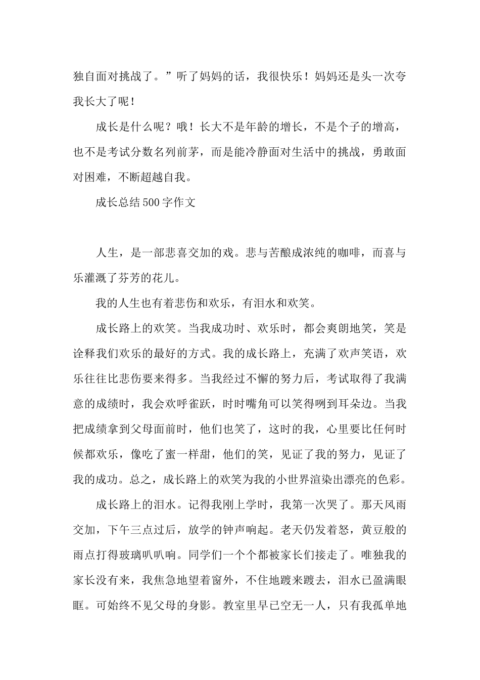 成长总结500字作文_第2页