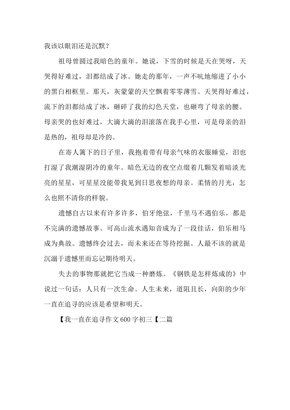我一直在追寻作文600字初三_第3页