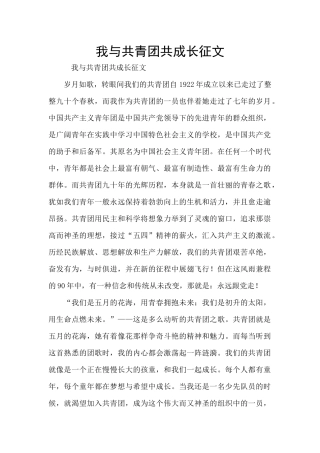 我与共青团共成长征文