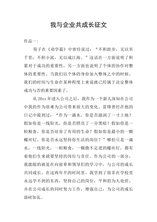 我与企业共成长征文
