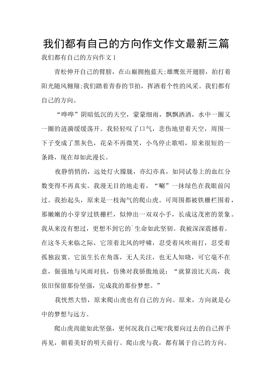 我们都有自己的方向作文作文最新三篇_第1页